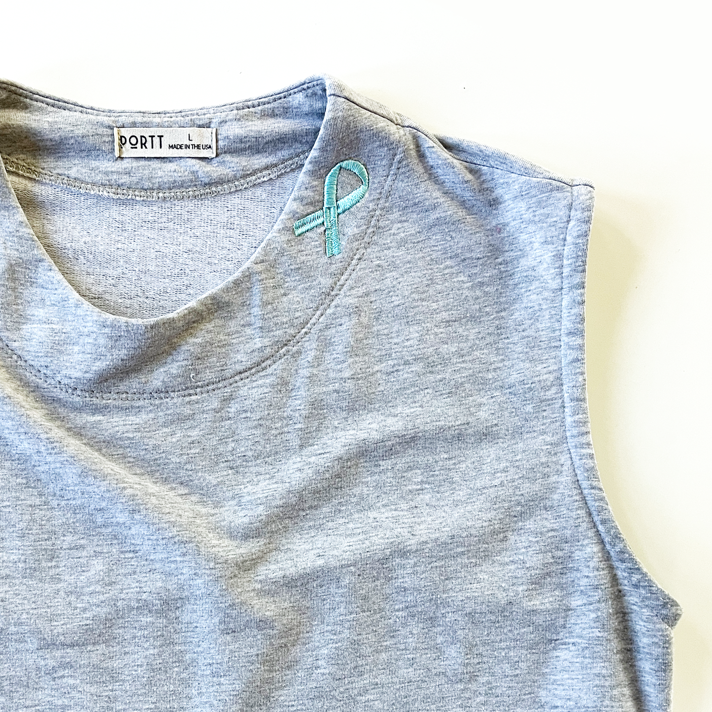Women’s Gray Chemotherapy Tank Top with Custom Embroidery