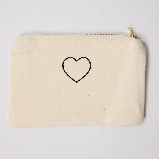 Embroidered Heart Small Pouch