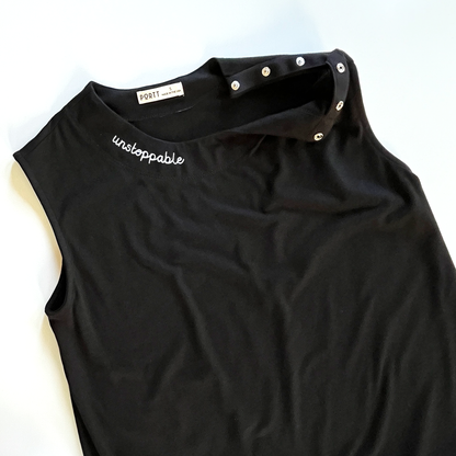 Women’s Black Chemotherapy Tank Top with Custom Embroidery