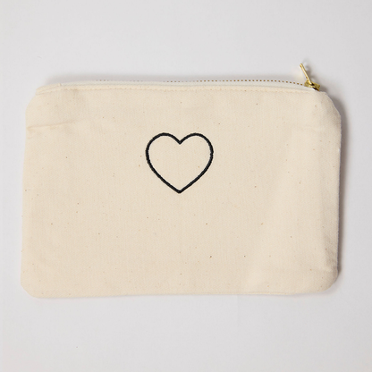 Embroidered Heart Small Pouch