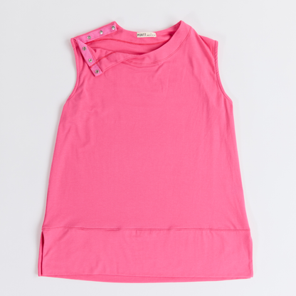 Women’s Pink Chemotherapy Tank Top with Custom Embroidery