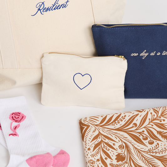 Embroidered Heart Small Pouch