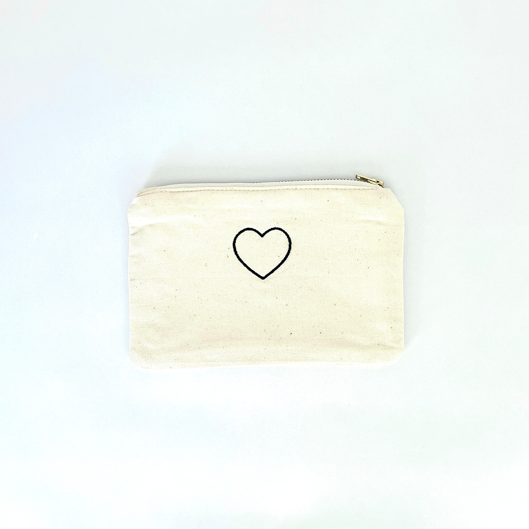 Embroidered Heart Small Pouch