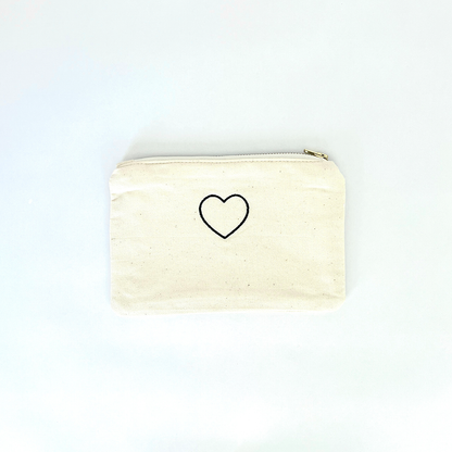 Embroidered Heart Small Pouch